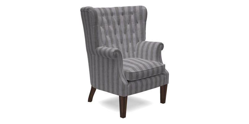 Whitewell Chair in RHS Collection Gertrude Jekyll Lattice Navy with Seat Back and Arms in Mohair Velvet Petrol
