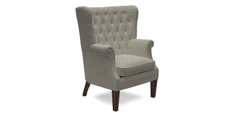 Whitewell Chair in RHS Collection Gertrude Jekyll Lattice Navy with Seat Back and Arms in Mohair Velvet Petrol