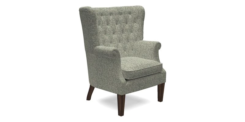 Whitewell Chair in RHS Collection Gertrude Jekyll Lattice Navy with Seat Back and Arms in Mohair Velvet Petrol