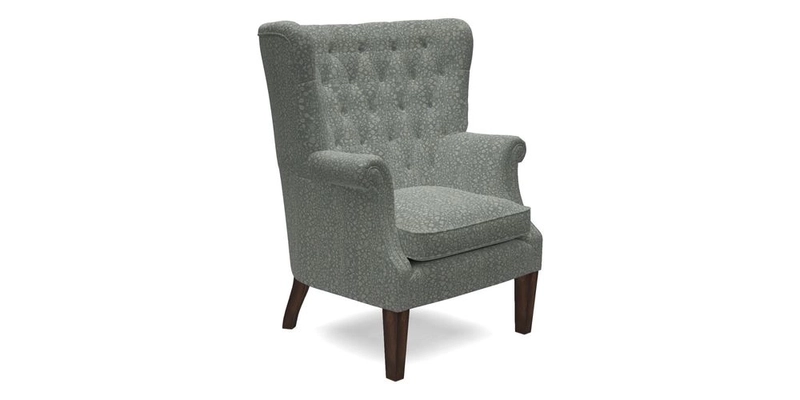 Whitewell Chair in RHS Collection Gertrude Jekyll Lattice Navy with Seat Back and Arms in Mohair Velvet Petrol