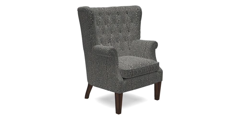 Whitewell Chair in RHS Collection Gertrude Jekyll Lattice Navy with Seat Back and Arms in Mohair Velvet Petrol