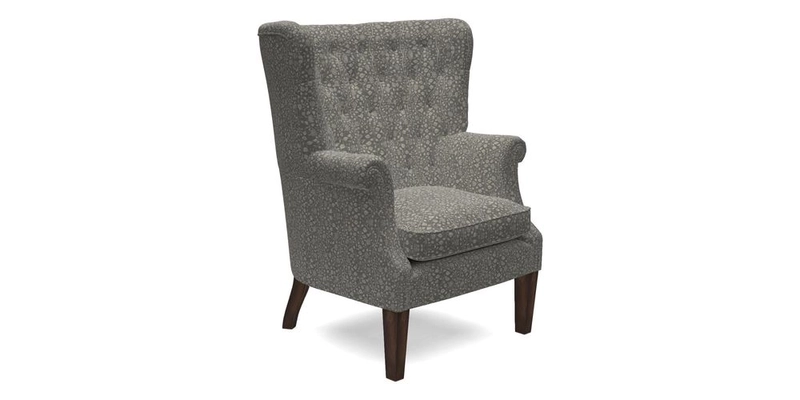 Whitewell Chair in RHS Collection Gertrude Jekyll Lattice Navy with Seat Back and Arms in Mohair Velvet Petrol