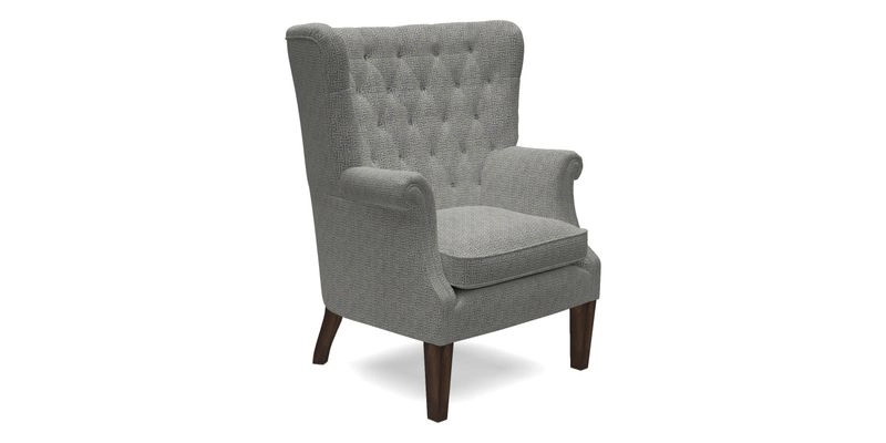 Whitewell Chair in RHS Collection Gertrude Jekyll Lattice Navy with Seat Back and Arms in Mohair Velvet Petrol