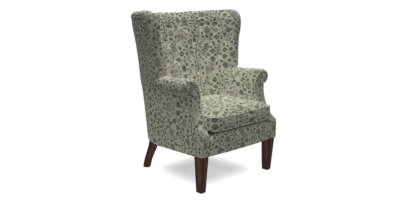 Whitewell Chair in RHS Collection Gertrude Jekyll Lattice Navy with Seat Back and Arms in Mohair Velvet Petrol