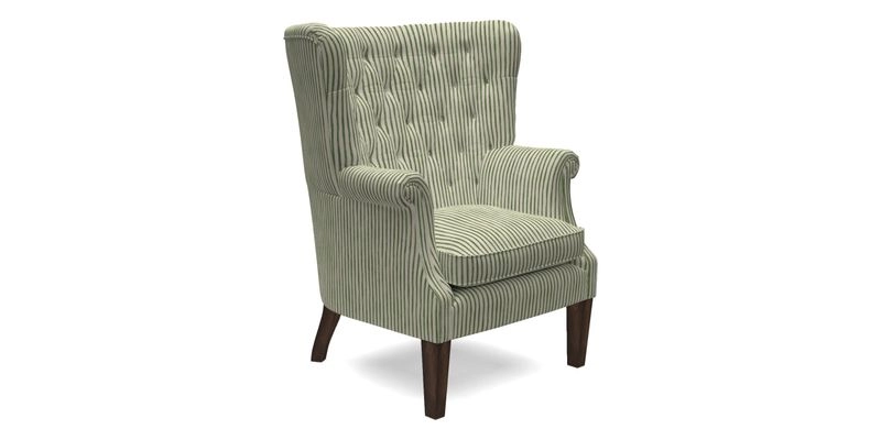 Whitewell Chair in RHS Collection Gertrude Jekyll Lattice Navy with Seat Back and Arms in Mohair Velvet Petrol