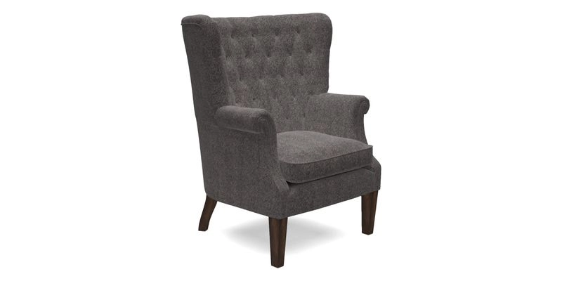 Whitewell Chair in RHS Collection Gertrude Jekyll Lattice Navy with Seat Back and Arms in Mohair Velvet Petrol