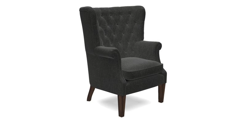 Whitewell Chair in RHS Collection Gertrude Jekyll Lattice Navy with Seat Back and Arms in Mohair Velvet Petrol