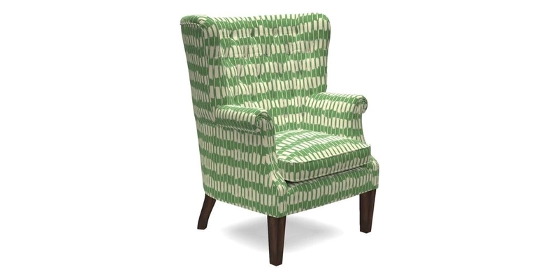 Whitewell Chair in RHS Collection Gertrude Jekyll Lattice Navy with Seat Back and Arms in Mohair Velvet Petrol