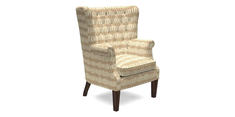 Whitewell Chair in RHS Collection Gertrude Jekyll Lattice Navy with Seat Back and Arms in Mohair Velvet Petrol