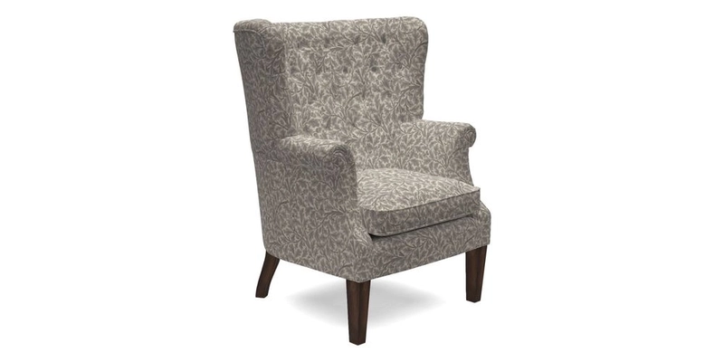 Whitewell Chair in RHS Collection Gertrude Jekyll Lattice Navy with Seat Back and Arms in Mohair Velvet Petrol