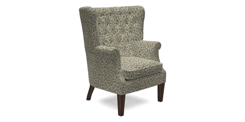 Whitewell Chair in RHS Collection Gertrude Jekyll Lattice Navy with Seat Back and Arms in Mohair Velvet Petrol