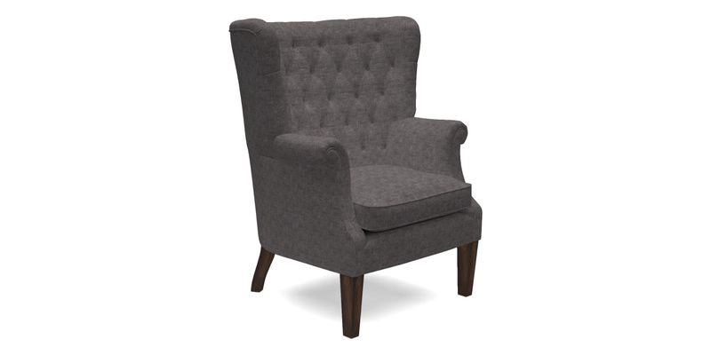 Whitewell Chair in RHS Collection Gertrude Jekyll Lattice Navy with Seat Back and Arms in Mohair Velvet Petrol
