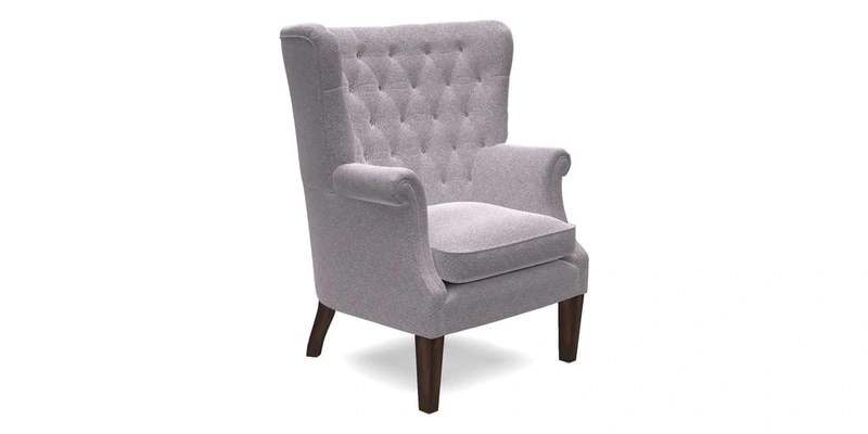 Whitewell Chair in RHS Collection Gertrude Jekyll Lattice Navy with Seat Back and Arms in Mohair Velvet Petrol