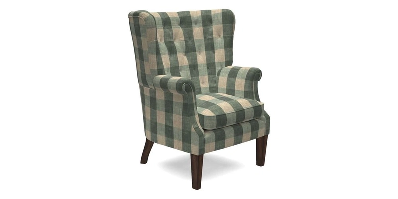 Whitewell Chair in RHS Collection Gertrude Jekyll Lattice Navy with Seat Back and Arms in Mohair Velvet Petrol