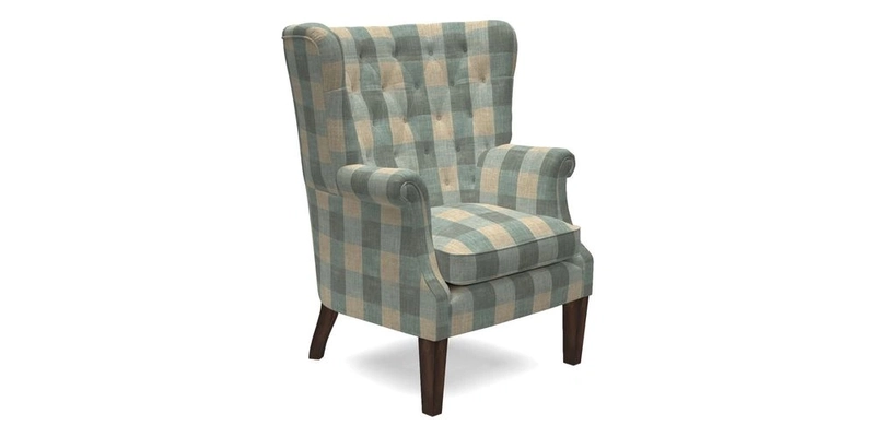 Whitewell Chair in RHS Collection Gertrude Jekyll Lattice Navy with Seat Back and Arms in Mohair Velvet Petrol