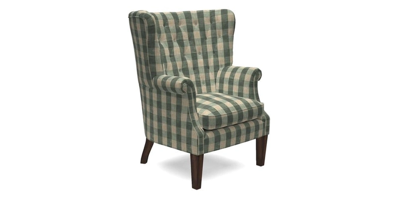 Whitewell Chair in RHS Collection Gertrude Jekyll Lattice Navy with Seat Back and Arms in Mohair Velvet Petrol