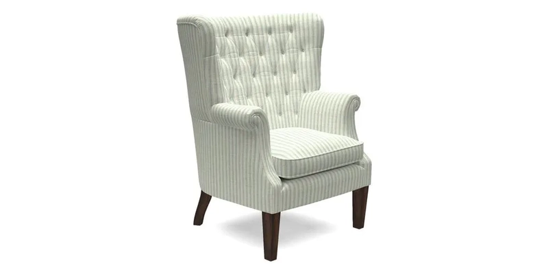 Whitewell Chair in RHS Collection Gertrude Jekyll Lattice Navy with Seat Back and Arms in Mohair Velvet Petrol