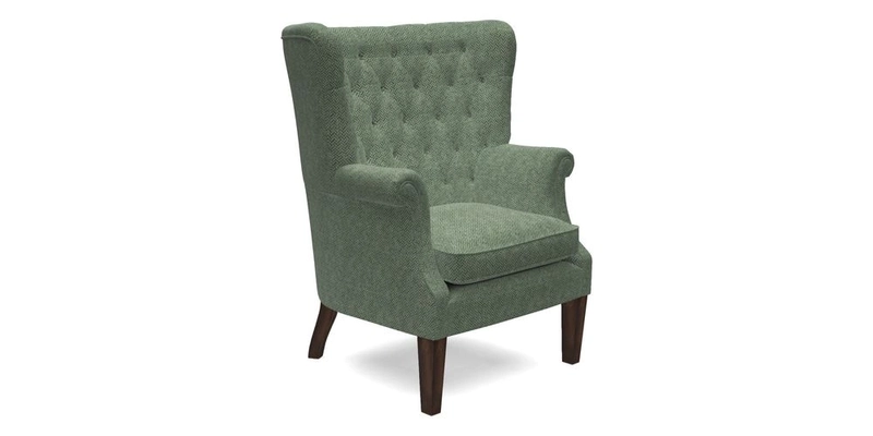 Whitewell Chair in RHS Collection Gertrude Jekyll Lattice Navy with Seat Back and Arms in Mohair Velvet Petrol