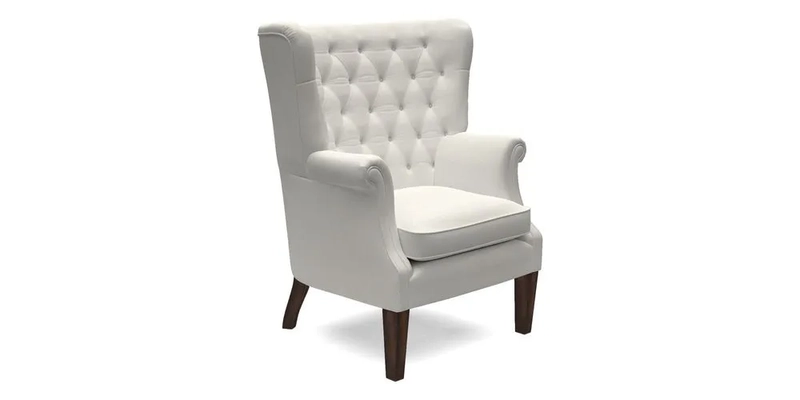 Whitewell Chair in RHS Collection Gertrude Jekyll Lattice Navy with Seat Back and Arms in Mohair Velvet Petrol