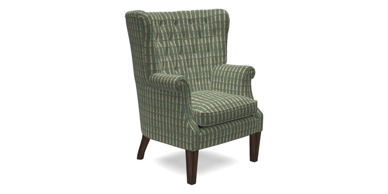 Whitewell Chair in RHS Collection Gertrude Jekyll Lattice Navy with Seat Back and Arms in Mohair Velvet Petrol