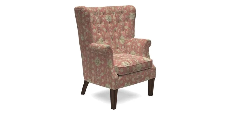 Whitewell Chair in RHS Collection Gertrude Jekyll Lattice Navy with Seat Back and Arms in Mohair Velvet Petrol