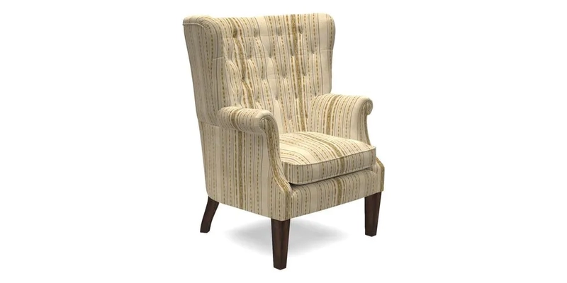 Whitewell Chair in RHS Collection Gertrude Jekyll Lattice Navy with Seat Back and Arms in Mohair Velvet Petrol