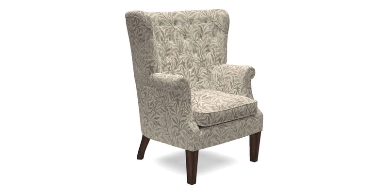 Whitewell Chair in RHS Collection Gertrude Jekyll Lattice Navy with Seat Back and Arms in Mohair Velvet Petrol