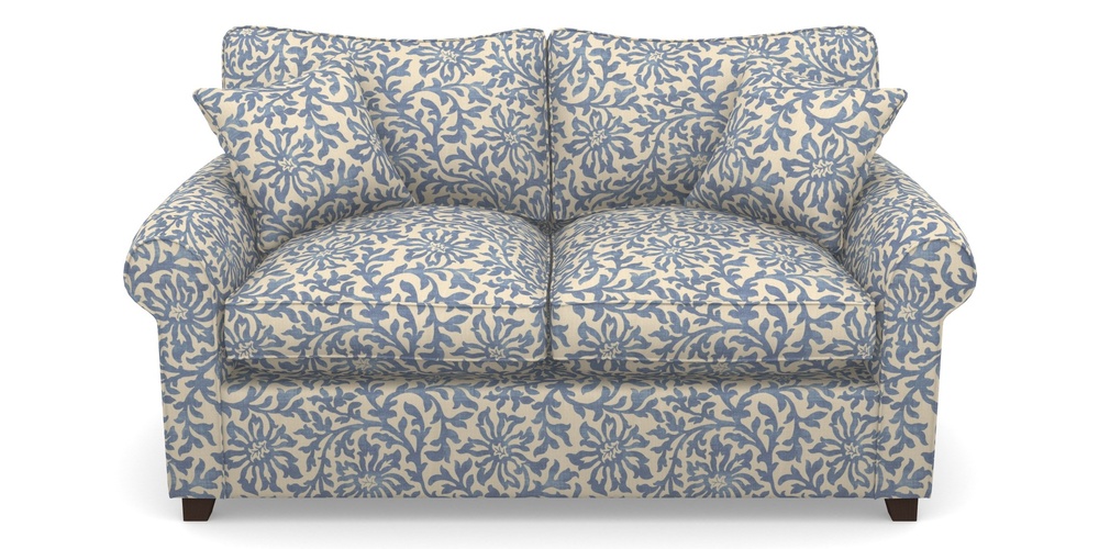 Product photograph of Waverley Sofa Bed 2 Seater Sofa Bed In V A Brompton Collection - Floral Scroll - Morning Blue from Sofas and Stuff Limited