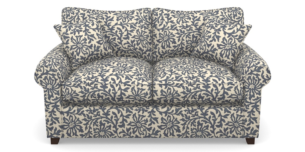 Product photograph of Waverley Sofa Bed 2 Seater Sofa Bed In V A Brompton Collection - Floral Scroll - Midnight Blue from Sofas and Stuff Limited