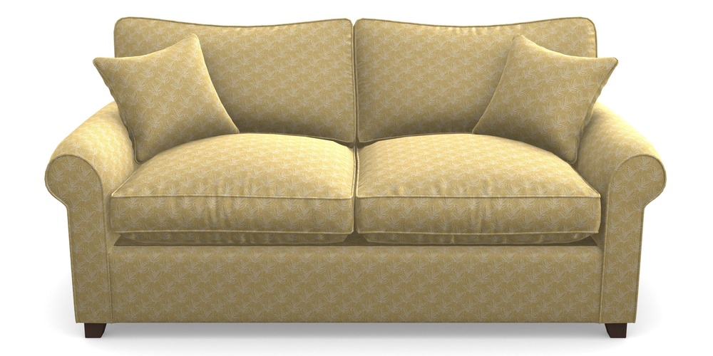 Product photograph of Waverley Sofa Bed 3 Seater Sofa Bed In Cloth 21 - Decorative Leaf - Canary from Sofas and Stuff Limited