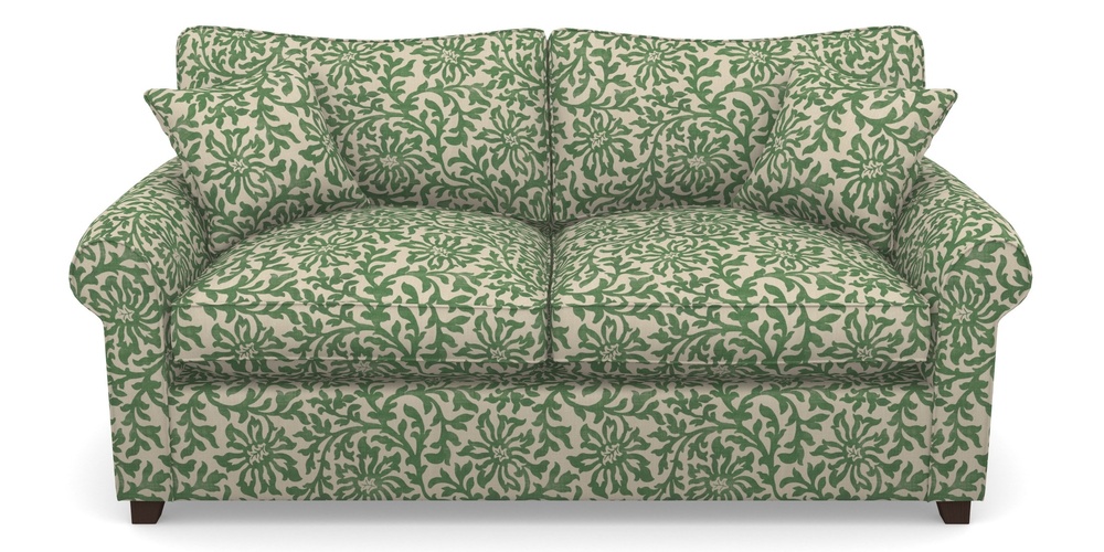 Product photograph of Waverley Sofa Bed 3 Seater Sofa Bed In V A Brompton Collection - Floral Scroll - Basil from Sofas and Stuff Limited