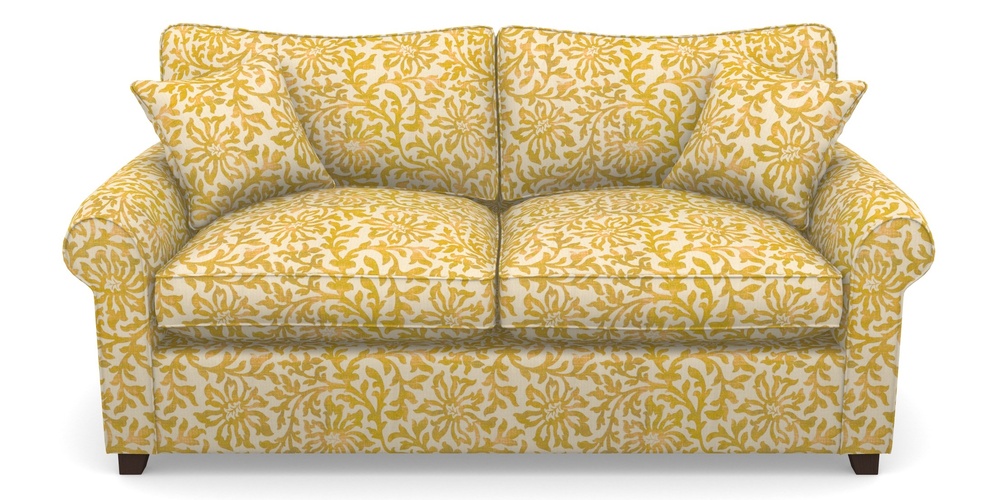 Product photograph of Waverley Sofa Bed 3 Seater Sofa Bed In V A Brompton Collection - Floral Scroll - Corn from Sofas and Stuff Limited