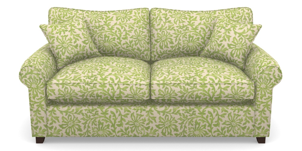 Product photograph of Waverley Sofa Bed 3 Seater Sofa Bed In V A Brompton Collection - Floral Scroll - Lime from Sofas and Stuff Limited