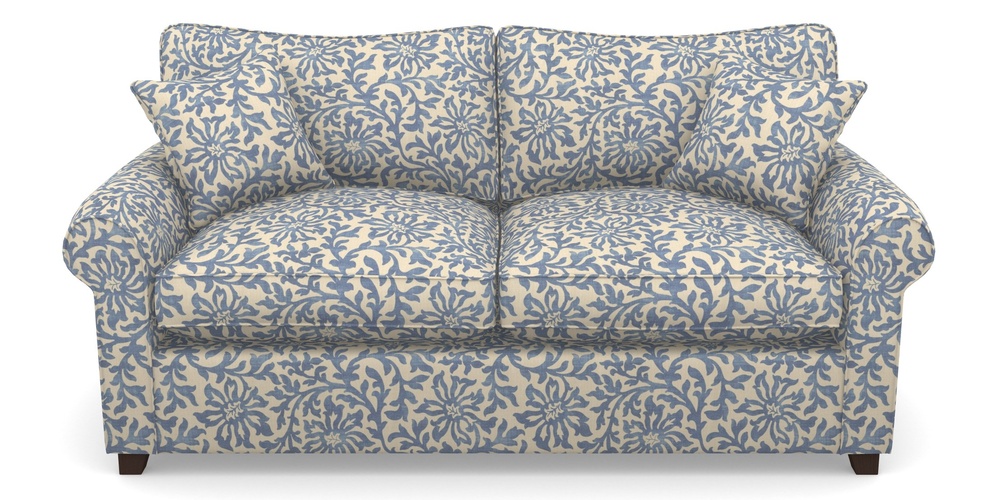 Product photograph of Waverley Sofa Bed 3 Seater Sofa Bed In V A Brompton Collection - Floral Scroll - Morning Blue from Sofas and Stuff Limited