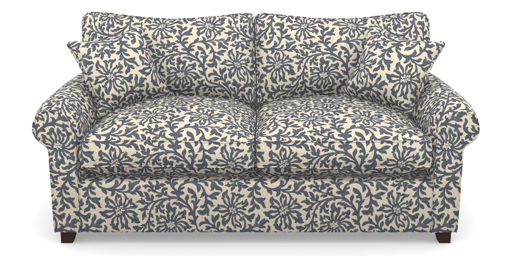 Product photograph of Waverley Sofa Bed 3 Seater Sofa Bed In V A Brompton Collection - Floral Scroll - Midnight Blue from Sofas and Stuff Limited