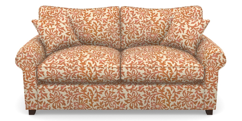 Product photograph of Waverley Sofa Bed 3 Seater Sofa Bed In V A Brompton Collection - Floral Scroll - Terracotta from Sofas and Stuff Limited