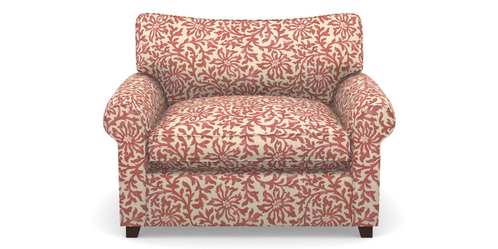 Product photograph of Waverley Sofa Bed Snuggler Sofa Bed In V A Brompton Collection - Floral Scroll - Chilli from Sofas and Stuff Limited