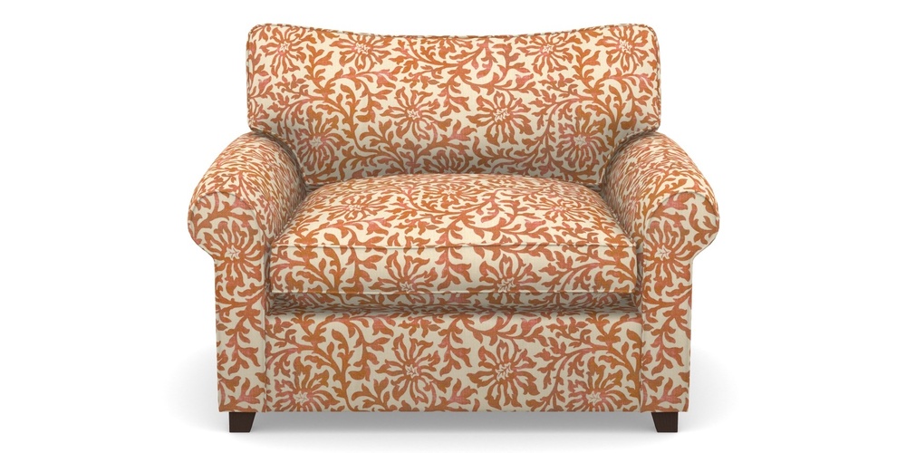Product photograph of Waverley Sofa Bed Snuggler Sofa Bed In V A Brompton Collection - Floral Scroll - Terracotta from Sofas and Stuff Limited