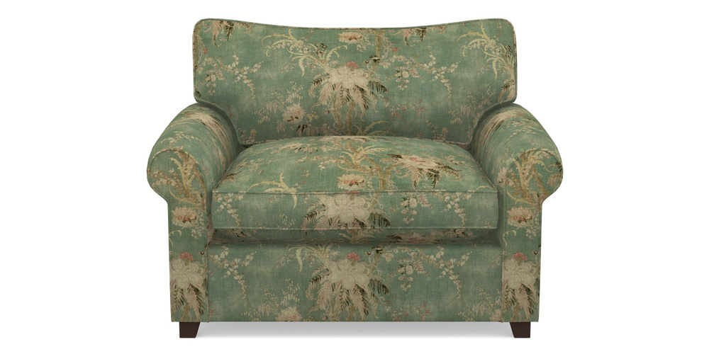 Product photograph of Waverley Sofa Bed Snuggler Sofa Bed In Floral Linen - Zefferino Emerald from Sofas and Stuff Limited