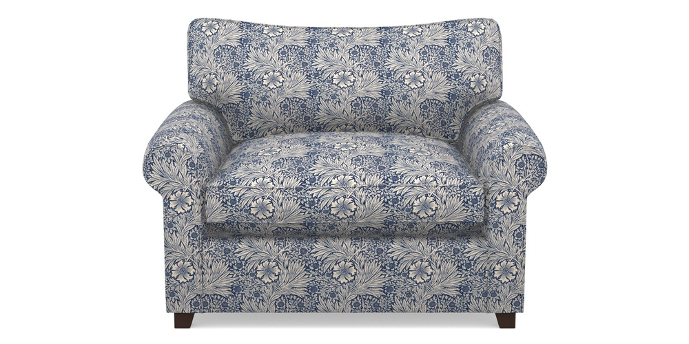 Product photograph of Waverley Sofa Bed Snuggler Sofa Bed In William Morris Collection - Marigold - Indigo Linen from Sofas and Stuff Limited